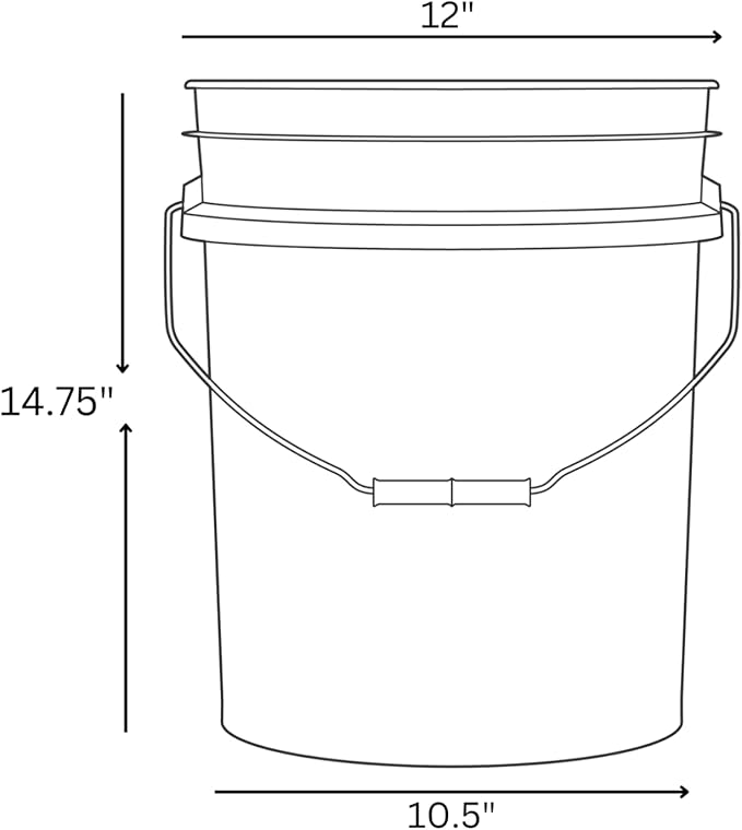 House Naturals 5 Gallon Premium HPDE Plastic Bucket - Made in USA Food Grade Storage Container, BPA Free All Purpose Pail (5, Green)