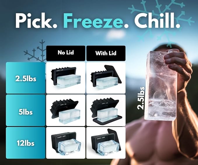 Alaskey® Giant Ice Block Mold 12 lbs (3-Pack) | Create Perfect Reusable Ice Bricks | Professional Silicone Mold for Crafting Extra Large Ice Cubes, Ideal for Ice Baths, Coolers, Bartender Accessories