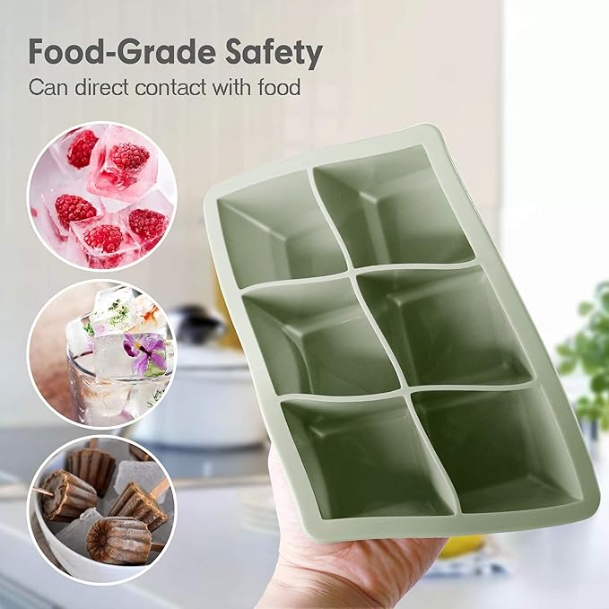 Silicone Ice Cube Trays 3 Pack - Large Size Silicone Ice Cube Molds with Leak Proof Removable Lid Square Ice Cube Tray And BPA Free for Cocktail,Whiskey, Stackable Flexible Ice