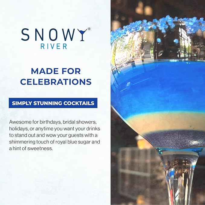 Snowy River Royal Blue, Cocktail & Margarita Sugar Rimmer - Vibrant Color Glass Rimming Sugar with Medium Crystal Texture - 80oz