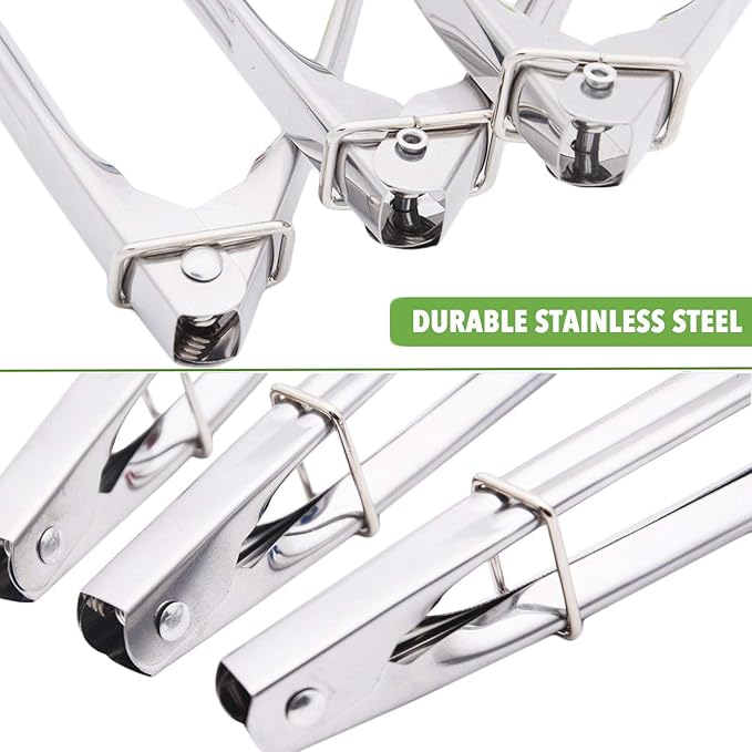Silicone Utility Tong Kitchen Tongs 7 Inch Metal Salad Tongs, Set of 3 (Gray)