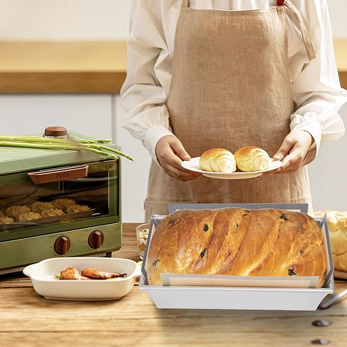 2 Pcs Thickened Silicone Bread loaf pan liners for baking bread 9x5,Silicone Baking Mat for 9x5 Inch Loaf Pan, Nonstick & Reusable, Easy to Clean, High-Temp Resistant (Black and Gray)