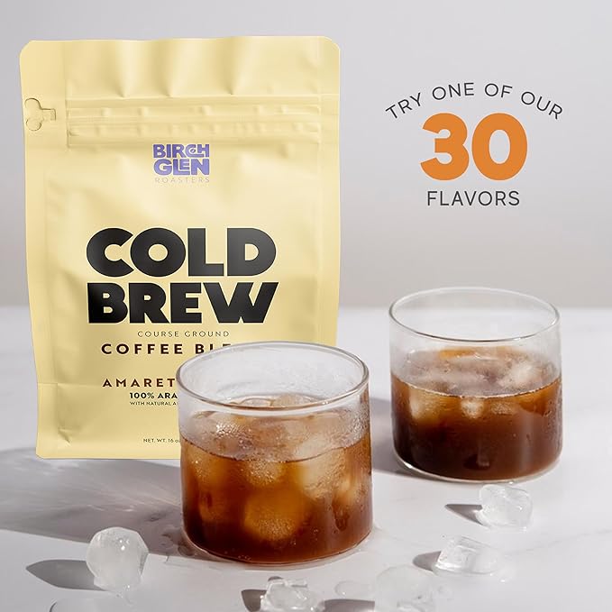 Birch Glen Roasters Cold Brew Coffee | Flavored Coarse Ground Coffee | Medium Roast | Artisanal Roasting | 100% Arabica |1 LB Bag | French Toast