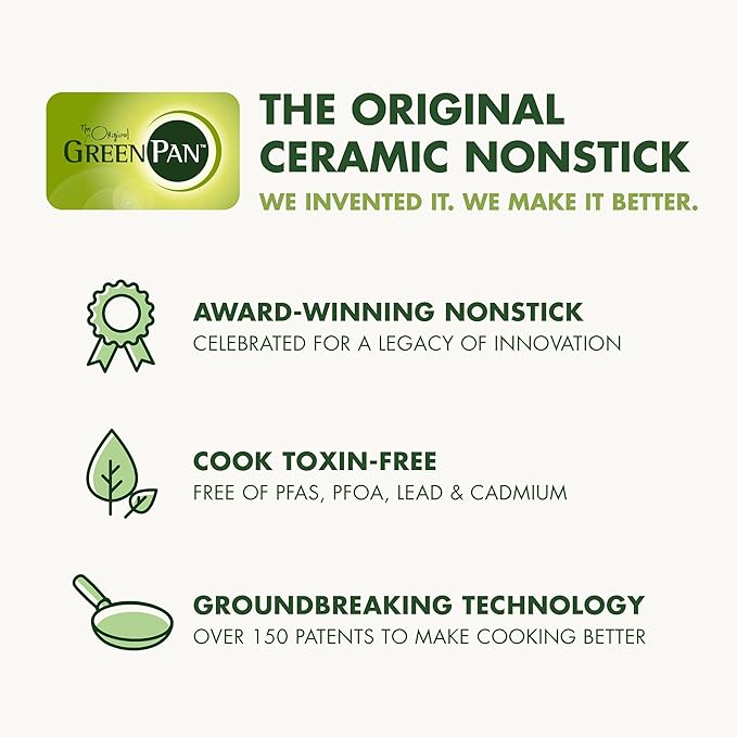 GreenPan Bakeware Set, 7 Piece Nonstick Ceramic Gold Handle Baking Sheets, Cake Pans, Loaf Pan, Muffin Tin, Cooling Rack, PFAS & BPA Free, Freezer to Oven Dish, Bake & Roast Ovenware, Sage Green