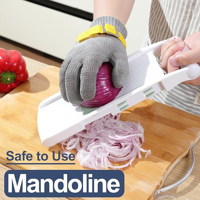 Dowellife ANSI A9 Cut Resistant Glove Food Grade, Stainless Steel Mesh Metal Knife Cutting Glove for Butcher Oyster Shucking Kitchen Mandoline Chef Slicing Fish Fillet (Medium)