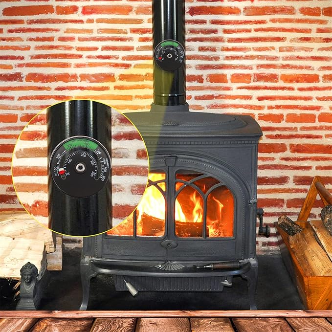 Magnetic Wood Stove Thermometer Oven Temperature Thermometer for Wood Burning Gas Stoves Chimney Pipe Avoiding Destroyed by Overheat(2 Pieces)