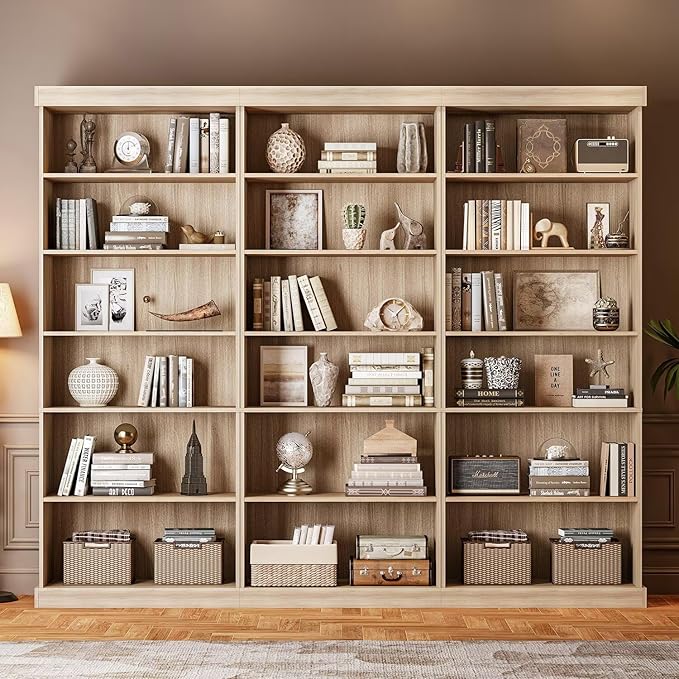 70.8" Tall Brown Bookshelf, Farmhouse Modular Bookcase with 6-Tier Adjustable Shelves, Large Storage Cabinet for Home Office, Living Room, Set of 2