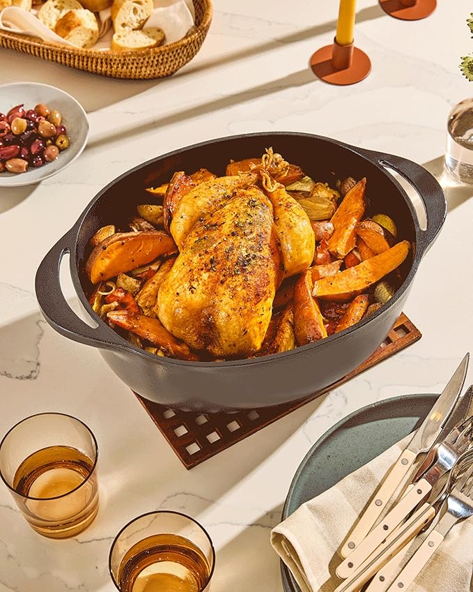 Caraway Enameled Cast Iron Dutch Oven - 8qt Dutch Oven With Lid - 3 Layer Enamel Coating - No Seasoning Required - Compatible With All Stovetops - Oven Safe - No Forever Chemicals - Cream