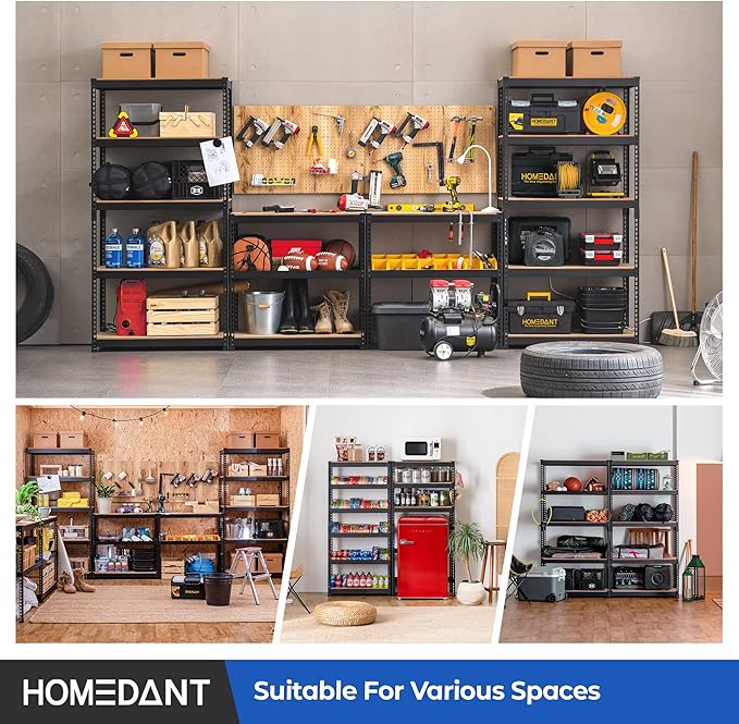 HOMEDANT 5 Tier Laminated Boltless Metal Shelving Unit Adjustable Garage Storage Utility Rack Heavy Duty Shelves Organization Multipurpose Shelf Warehouse Pantry Shed 35.9" W x 18.2" D x 71.3" H 3Pack