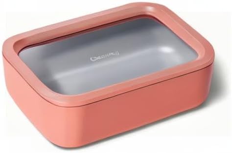 Caraway Glass Food Storage - 6.6 Cup Glass Container - Ceramic Coated Food Container - Non Toxic, Non Stick Lunch Box Container with Lids - Dishwasher, Oven, & Microwave Safe - Perracotta