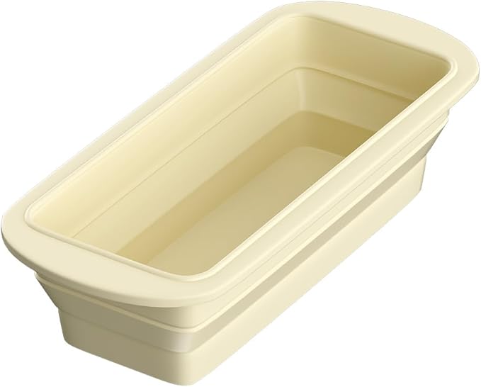 2 Packs of Pan Non-Stick Silicone Bread Loaf Pan with Heavy-Duty Steel Frame, Silicone Baking Mold – Perfect for Pound Cakes, Breads (9"x4"x2.5", Beige, 2 Pieces)