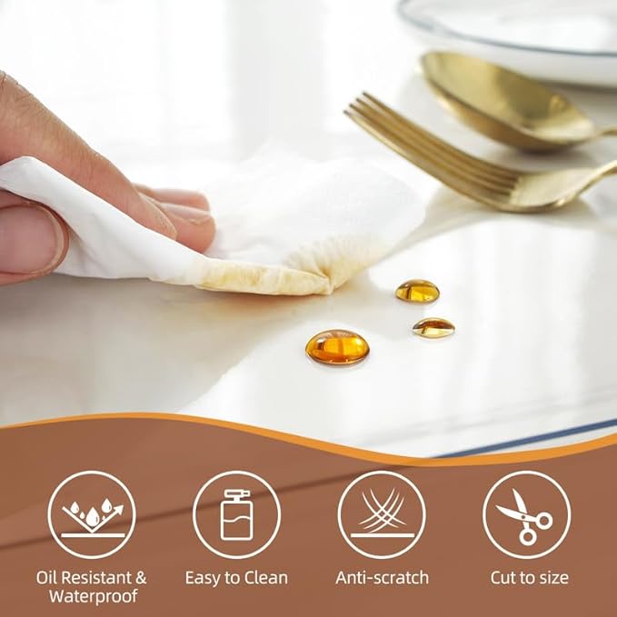 Warmstar Clear Table Cover Protector 43 x 87 Inch,1.5mm Thick Plastic Table Cover Rectangle,PVC Clear Table Protector,Desk Protector Mat for Kitchen, Dresser, Writing Desk，Dining Room Table