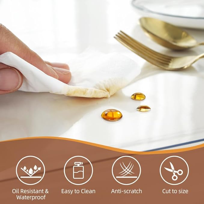 Warmstar Clear Table Cover Protector 36 x 63 Inch,1.5mm Thick Plastic Table Cover Rectangle,PVC Clear Table Protector,Desk Protector Mat for Kitchen, Dresser, Writing Desk，Dining Room Table