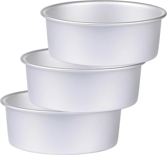 HomeMall 9 x 3 inch Round Cake Pan Set of 3, Aluminum Baking Pans for Layer Cakes, Heavy Duty Non-Stick, Evenly Baking Molds for Home Kitchen, Birthday Wedding Anniversary