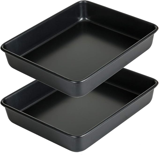 11 Inch Baking Sheets Pan Nonstick Set of 2, Walooza 2-inch Deep Baking Trays, 11X9 Inch Cookie Sheet Replacement Toaster Oven Tray, Non Toxic & Heavy Duty & Easy Clean