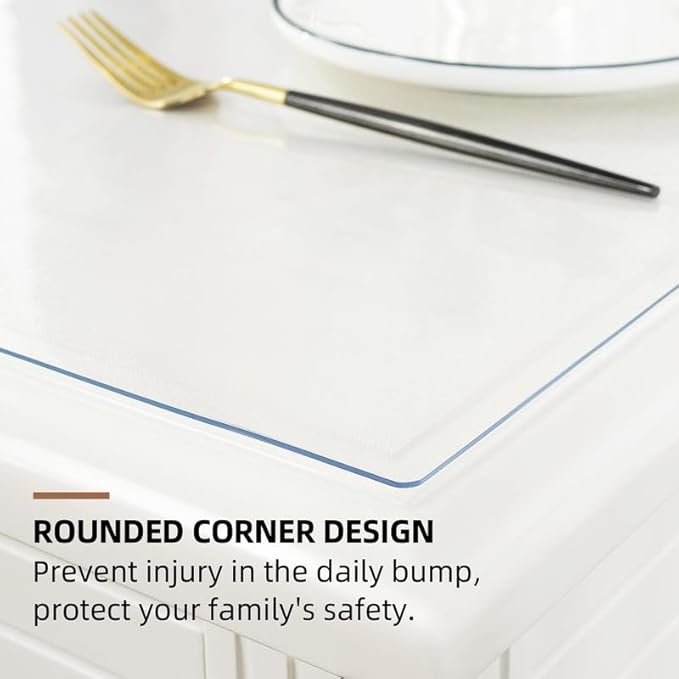 Warmstar Clear Table Cover Protector 14 x 63 Inch,1.5mm Thick Plastic Table Cover Rectangle,PVC Clear Table Protector,Desk Protector Mat for Kitchen, Dresser, Writing Desk，Dining Room Table