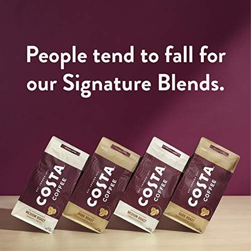 Costa Coffee Whole Bean Coffee, Signature Blend Dark Roast, 12oz each, Rainforest Alliance Certified