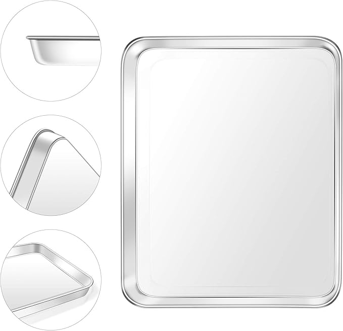Baking Sheet, Yododo Stainless Steel Baking Pans Tray Cookie Sheet Toaster Oven Tray Pan Cookie Pan, Non Toxic & Healthy, Superior Mirror Finish & Rust Free, Easy Clean & Dishwasher Safe - 19.6 inch