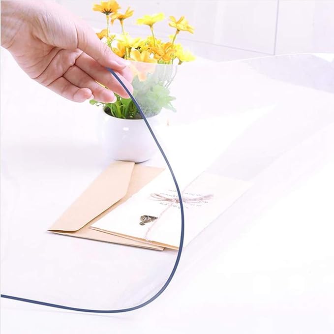 NECAUX Custom 18 x 79 Inch Clear Table Cover Protector, 1.5mm Thick Water Resistant Plastic Non-Slip Table Pad Table Cover Protector for Coffee Table Decor, Writing Desk, Trainning Table, Vanity Table