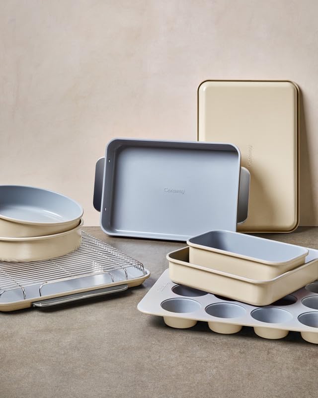 Caraway Non-Stick Ceramic 9” Square Pan - Naturally Slick Ceramic Coating - Non-Toxic, PTFE & PFOA Free - Perfect for Brownies, Lemon Bars, Cakes, & More - Marigold