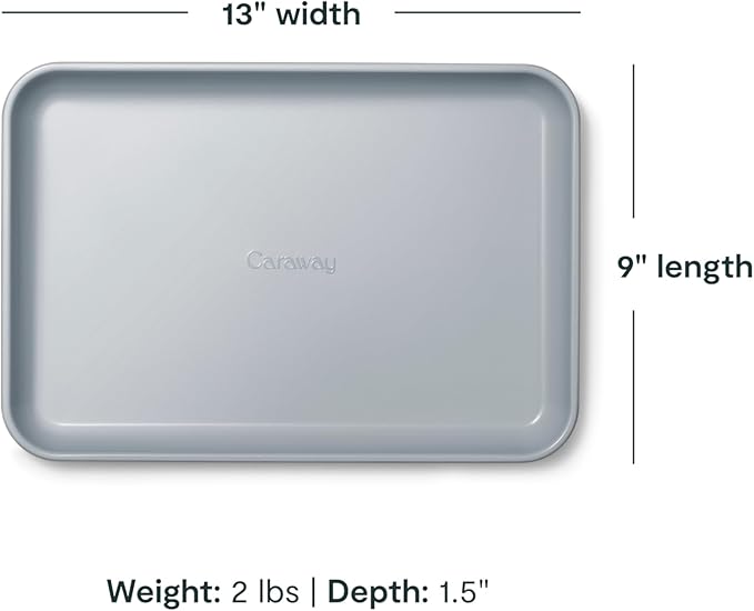 Caraway Nonstick Ceramic Small Baking Sheet Duo (9x13”) – Non-Toxic, PTFE & PFOA Free – Oven Safe – Aluminized Steel Core – Mini Sheet Pan for Baking, Roasting & More - Navy
