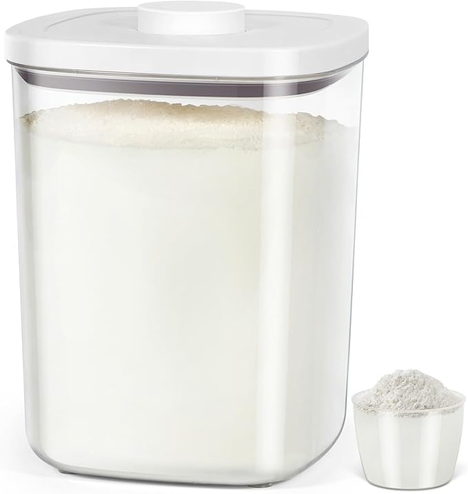Airtight Rice Container 20 Lbs, Clear PET Plastic Food Storage Container Bin For Flour Sugar, Dry Food Holder with Easy Locking Lid for Kitchen Pantry Organization and Storage