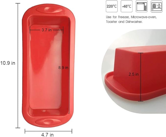SILIVO Silicone Bread and Loaf Pans (2 Pack) - Nonstick Silicone Baking Mold for Homemade Loaf, Bread and Meatloaf - 8.9x3.7x2.5 inch