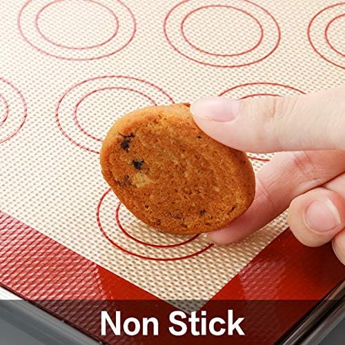 MCIRCO 6 Piece Stainless Steel Baking Sheet with Rack with Silicone Baking Mat Set (2 Pans + 2 Racks + 2 Mats), 12.4 x 9.6 x 1 Inch Cookie Sheet with Cooling Rack, Easy Clean
