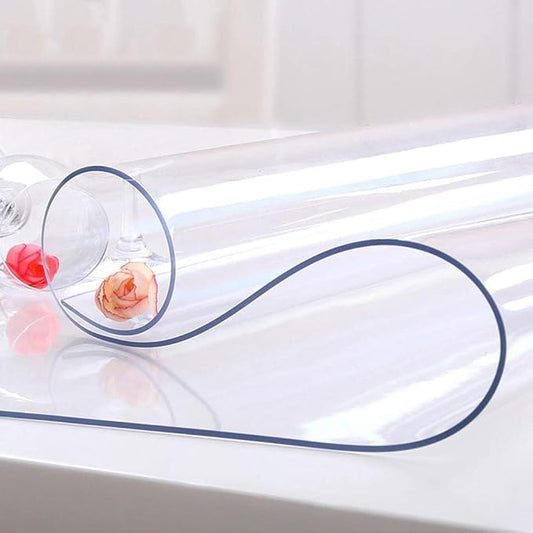 NECAUX 17 x 52 Inch Clear Table Protector, 1.5mm Thick Plastic Desk Pad Mat of Desk Vinyl Clear Table Top Cover Protector for Coffee Table Computer Desk Writing Desk Dresser Vanity Makeup Room Decor
