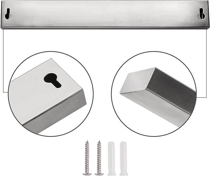 Enkrio 10 Inch Magnetic Knife Strip No Drilling - Upgraded Stainless Steel Magnetic Knife Holder for Wall with 3M Type, Magnet Knife Bar Rack for Kitchen Utensil & Tool organizer, Art Supply Accessory