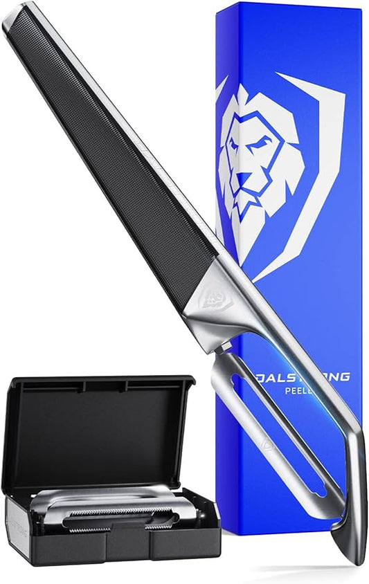 DALSTRONG Razor VX - I Straight Peeler - High Carbon Stainless Steel - Non Slip G10 Handle - Fine, Serrated & Julienne Blades Set - Premium Vegetable, Fruit, Potato Peeler for Kitchen
