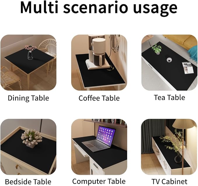 Leather Table Cover,1.8mm Thick,42x84 Inch Table Protector,Table Protector for Dining Room Table,Table Protectors for Rectangle Tables.(Black+Gray,42x84)