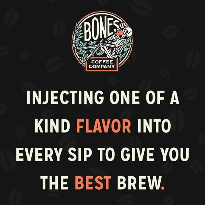 Bones Coffee Company Horchata Flavored Coffee, Medium Roast Low Acid Arabica Beans Compatible with Auto drip and French Press Coffee Maker, 12 Oz Whole Bean