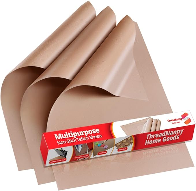Teflon Sheets for Heat Press and Baking - Reusable PTFE Oven Liners, Premium Teflon Sheet for Baking - Heat Resistant Range Mat - Food Safe, BPA & PFOA Free - Large 16" x 20” (3-Pack)