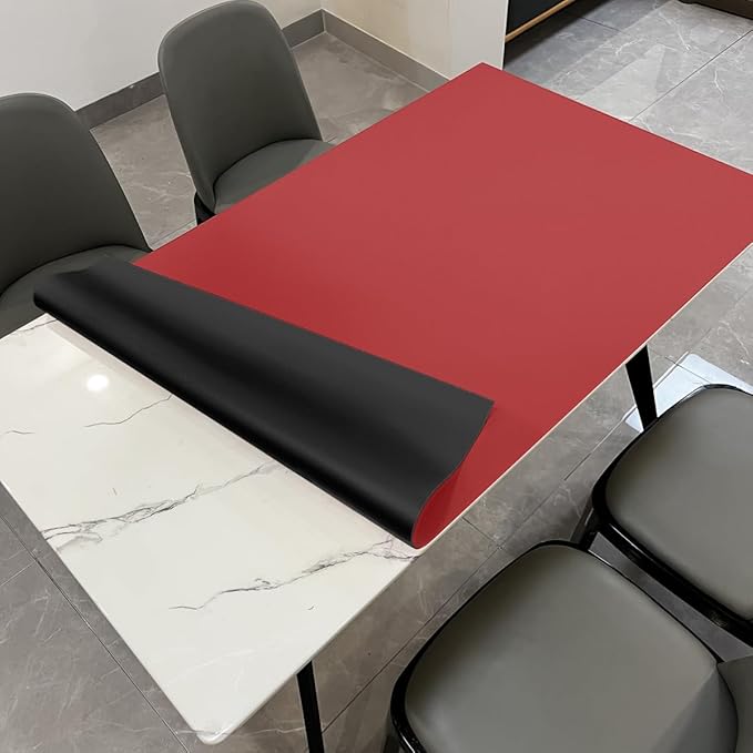 Leather Table Cover,1.8mm Thick,42x72 Inch Table Protector,Table Protector for Dining Room Table,Dining Room Table Protector Pad.(Black+Wine Red,42x72)