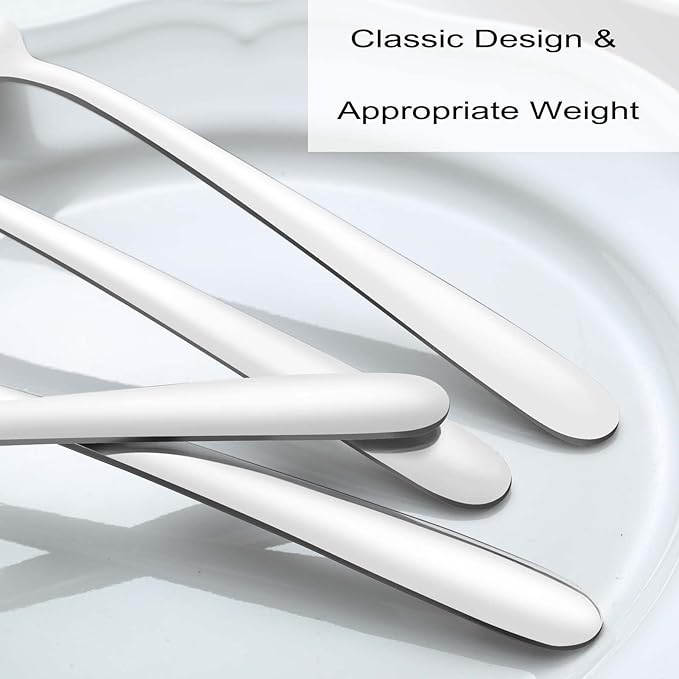 Pleafind 24 -Pcs Dinner Spoons, 7.4 inch Spoons Silverware, Stainless Steel Spoons Set, Silver Spoons, Silverware Spoons Use for Home, Kitchen, Restaurant,Dishwasher Safe, Mirror Polished