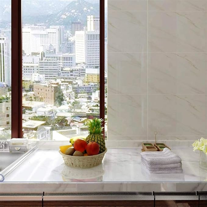 Necaaux Custom Heavy Duty 1.5mm Thick Plastic Waterproof Desk Pad Mat, Non-Slip Table Cover Protector, 44 x 68 Inch Clear