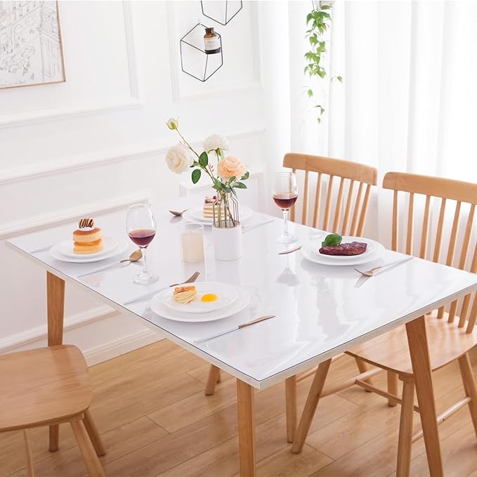 44 x 108 Inch Clear Table Cover Protector, Clear Table Protector for Dining Room Table, 1.5mm Plastic Table Cover, Waterproof Table Pad for Kitchen, Office