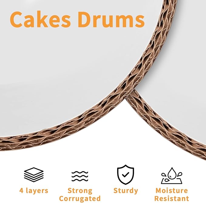 5packs Cake Boards 10 Inch Round,1/2" Thick Cake Drum, Cake Board Food Grade Cake Base, White Cake Cardboard Circles Bases para Pasteles for Wedding & Party & Pizza Desserts(10inch/5pcs)