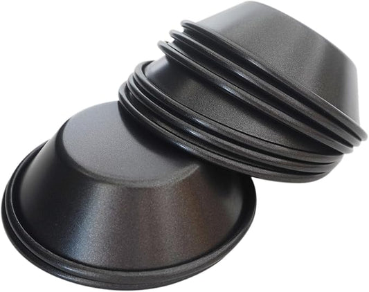 3 Inch Tart Pan, Carbon Steel Pastel De Nata Tins, Nonstick Egg Tart Molds, Mini Round Quiche and Pie Pan for Tartlet, Cupcake, Pudding, Muffin Baking - 8Pcs, Black