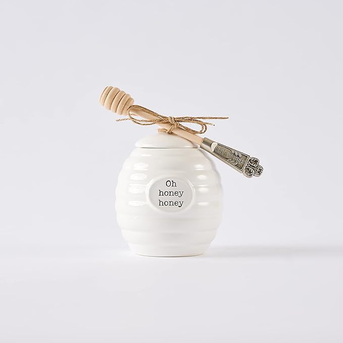 Mud Pie Honey Pot Serving Set, White