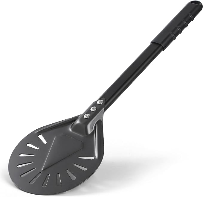 8” Pizza Turning Peel - Pizza Turner - Restaurant-Grade Aluminum Perforated Pizza Peel Lightweight Metal Outdoor Pizza Oven Accessories