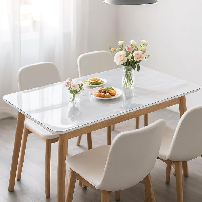 Frosted Table Protector 24 x 48 Inch, 1.4mm Thick Waterproof PVC Plastic Table Cover, Durable Table Pad for Dining Room, Kitchen, Writing Desk, and Coffee Tables