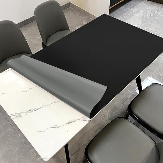 Leather Table Pad,1.8mm Thick,40x90 Inch,Dining Table Pad,Table Pads for Dining Room Table Rectangular,Table Protectors for Rectangle Tables,Dining Table Cover(Black+Gray,40x90)
