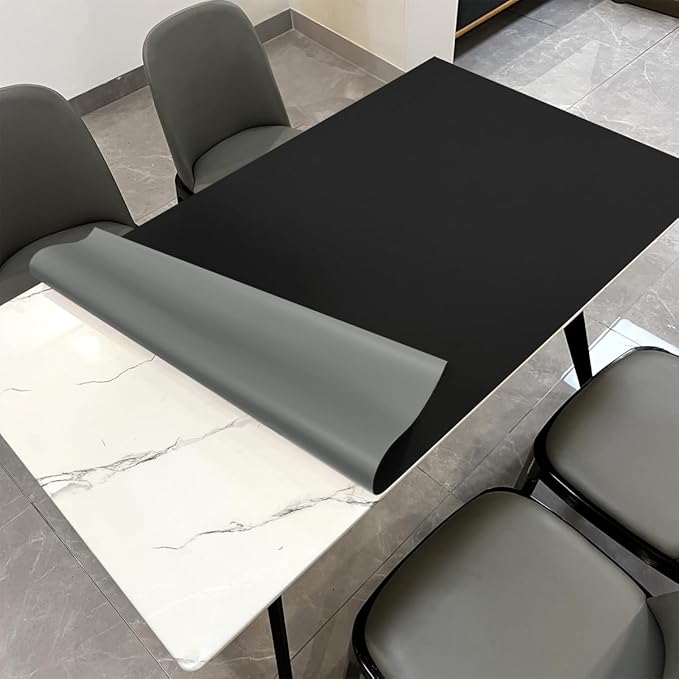 Leather Table Pad,1.8mm Thick,40x96 Inch,Dining Table Pad,Table Pads for Dining Room Table Rectangular,Table Protectors for Rectangle Tables,Dining Table Cover(Black+Gray,40x96)