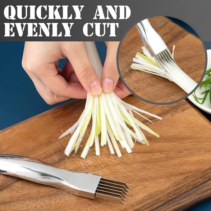 2024 New Shred Silk The Knife, Stainless Steel Chopped Green Onion Knife, Kitchen Vegetable Cutter Sharp Scallion Shredding Cutter Shred Knife Household Multifunctional Food Slicer Gadget