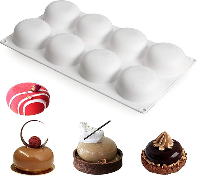 OCPO Kitchen 3D Stone Silicone Mold for Baking Mousse Cake French Dessert Pastry Chocolate Pudding Cupcake, Stone Shape (8-Cavity)
