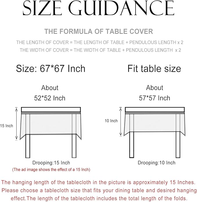 patdrea Designer French Linen Blue Tablecloth for Sqaure Table,Vintage Floral Table Cloth,Colorful Decoration Small Cover Kitchen Dining for Tea Party,Thanksgiving,Christmas,67"x67"-Wensel