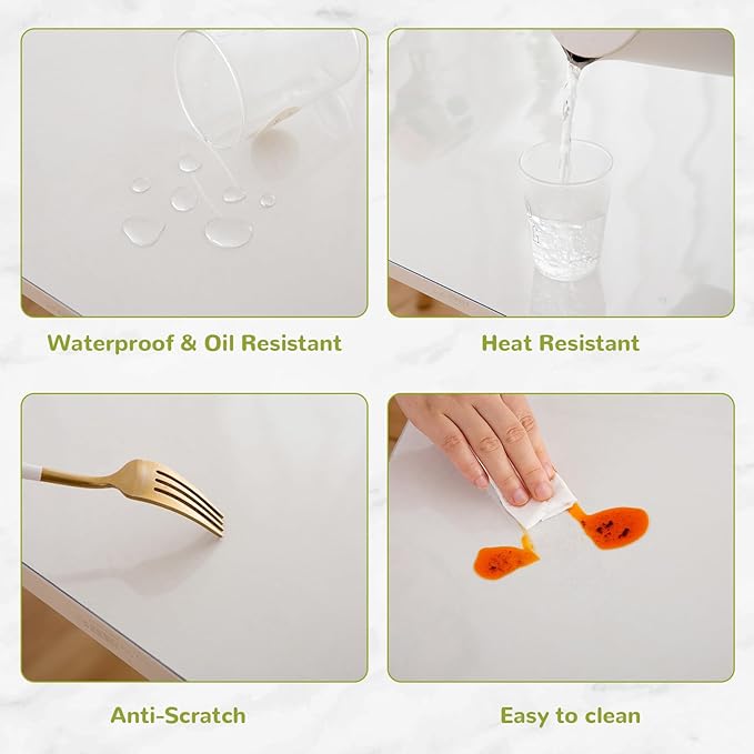 36 x 40 Inch Clear Table Cover Protector, Clear Table Protector for Dining Room Table, 1.5mm Plastic Table Cover, Waterproof Table Pad for Kitchen, Office