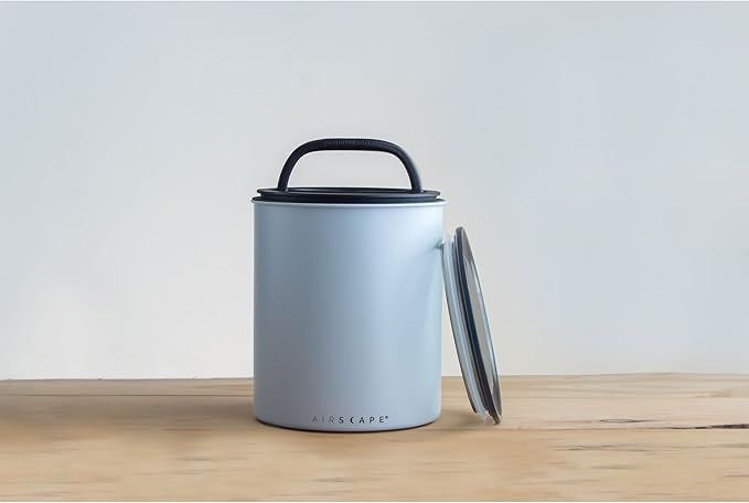 AirScape Planetary Design Kilo Coffee Storage Canister - US Patented Inner Plunger Lid Removes Excess Oxygen - Don't Buy airtight, Buy AIR-Less - Holds 2.2 lbs Coffee Beans - (Matte Gray)